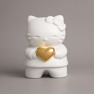 HELLO KITTY CERÁMICA CORAZON ADELANTE DORADO